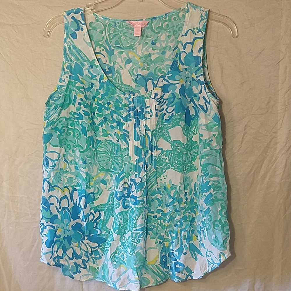 Blue printed tank top